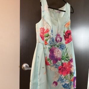 NWOT pale green floral cocktail dress sleeveless